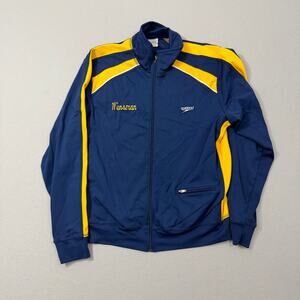 Vintage Speedo Michigan Wolverines Jacket Men's Medium Blue Yellow y2k Warmup